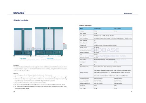 37-38 Climate Incubator BJPX-A1000CI BJPX-A1500CI