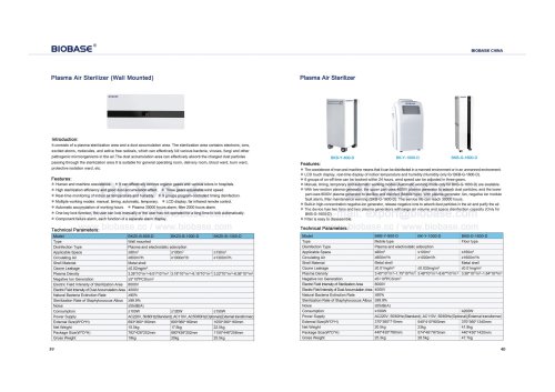 39-40 Plasma Air Sterilizer(Wall Mounted) BK-B-1000-D