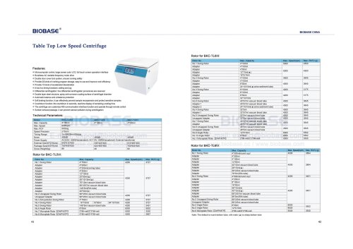 41-42 Table Top Low Speed Centrifuge BKC-TL5VI
