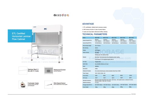 54-55 ETL Certified Horizontal Laminar Flow Cabinet BBS-H800 BBS－H1100 BBS－H1300 BBS-H1500 BBS－H1800