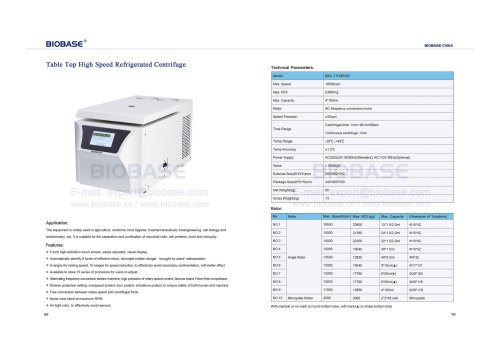 69-70 Table Top High Speed Refrigerated Centrifuge BKC- TH18RHD