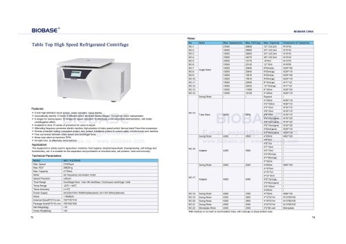 73-74 Table Top High Speed Refrigerated Centrifuge BKC-TH21RHD