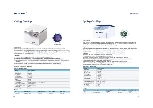 83-84 Cytology Centrifuge BKC-TL4Cyto & BKC-TL4Cyto-1