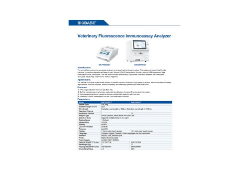 Veterinary Fluorescence Immunoassay Analyzer