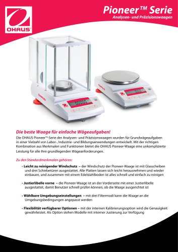 Pioneer Serie Analysen- und Präzisionswaagen