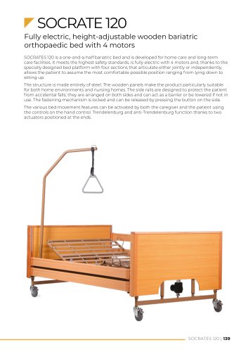 SOCRATE 120 Fully electric, height-adjustable wooden bariatric orthopaedic bed with 4 motors