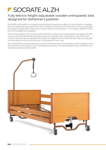 SOCRATE ALZH Fully electric height-adjustable wooden orthopaedic bed designed for Alzheimer's patients