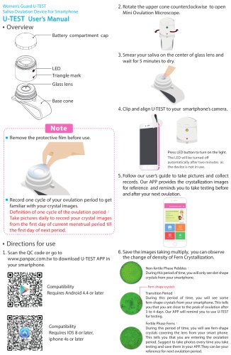 U-TEST saliva ovulation device for smartphone:  IFU