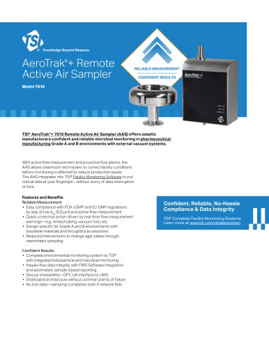 AeroTrak®+ 7010 Remote Active Air Sampler spec sheet