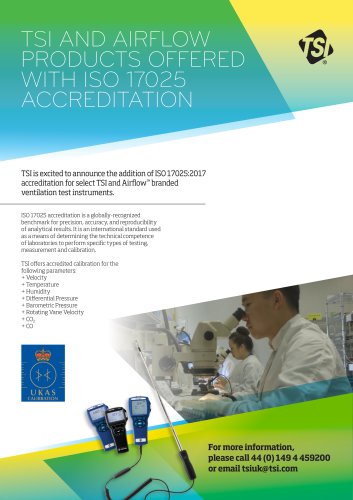 ISO 17025 Accreditation - Ventilation Test instruments