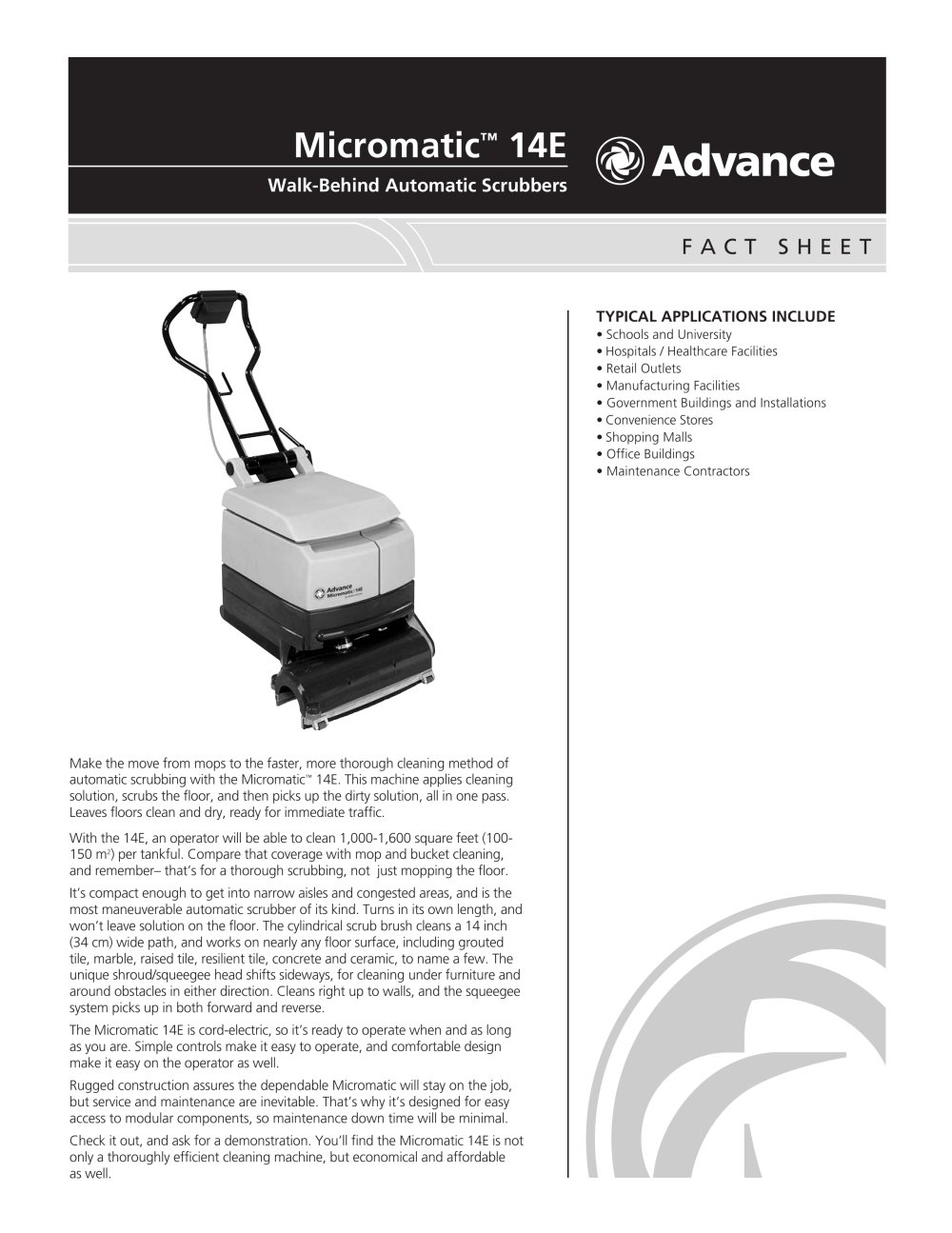 MICROMATIC? 14E SCRUBBER - NILFISK