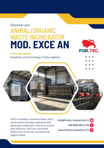 ORGANIC WASTE AND ANIMAL CARCASSES INCINERATOR MOD. EXCE AN
