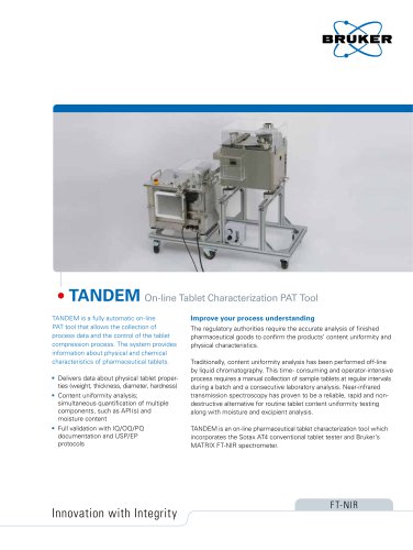 TANDEM: On-line Tablet Characterization PAT Tool