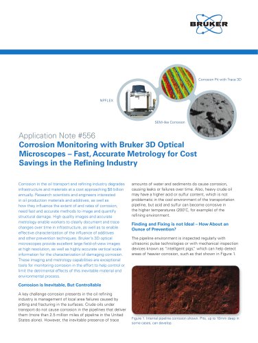 Corrosion Monitoring with Bruker 3D Optical Microscopes – Fast, Accurate Metrology for Cost Savings in the Refining Industry