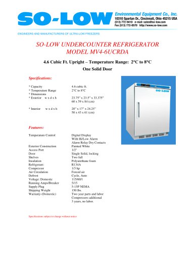 UNDERCOUNTER REFRIGERATOR MODEL MV4-6UCRDA