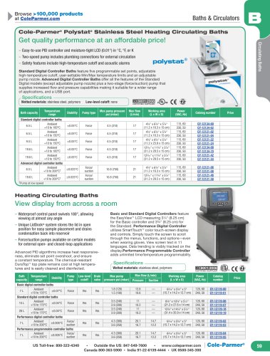 Cole-Parmer ®  Polystat ®  Stainless Steel Heating Circulating Baths