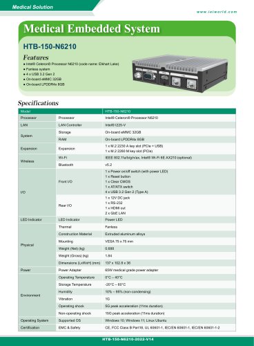 Medical Embedded System-HTB-150-N6210