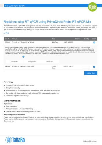 Rapid one-step RT-qPCR using PrimeDirect Probe RT-qPCR Mix