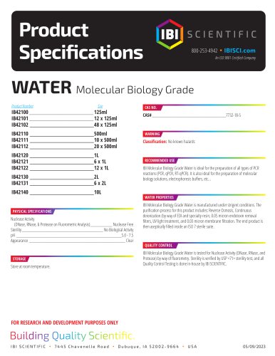 MOLECULAR BIOLOGY GRADE WATER